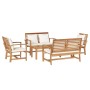 Conjunto de sofá de jardín 5 pcs Natural Madera de teca maciza
