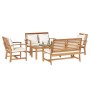 Conjunto de sofá de jardín 5 pcs Natural Madera de teca maciza
