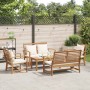 Conjunto de sofá de jardín 5 pcs Natural Madera de teca maciza