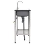 Doppelbecken-Campingspüle und Wasserhahn aus Edelstahl von vidaXL, Sinkt - Ref: Foro24-151211, Preis: 198,69 €, Rabatt: %