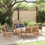 Conjunto de sofá de jardín 5 pcs Natural Madera de teca maciza
