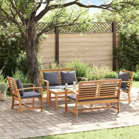 Conjunto de sofá de jardín 5 pcs Natural Madera de teca maciza