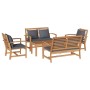 Conjunto de sofá de jardín 5 pcs Natural Madera de teca maciza