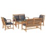 Conjunto de sofá de jardín 5 pcs Natural Madera de teca maciza