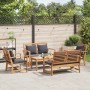 Conjunto de sofá de jardín 5 pcs Natural Madera de teca maciza