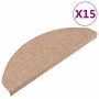 Alfombrilla autoadhesiva de escalera 15 uds beige 65x22,5x3,5cm