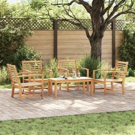 Conjunto de sofá de jardín 5 pcs Natural Madera de teca maciza