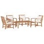 Conjunto de sofá de jardín 5 pcs Natural Madera de teca maciza