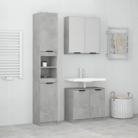 3-teiliges Badezimmermöbelset aus betongrauem Sperrholz von vidaXL, Badezimmermöbel - Ref: Foro24-3115879, Preis: 212,44 €, R...