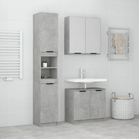 3-teiliges Badezimmermöbelset aus betongrauem Sperrholz von vidaXL, Badezimmermöbel - Ref: Foro24-3115879, Preis: 212,39 €, R...