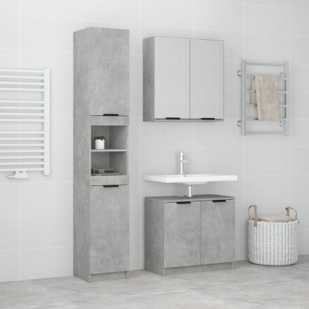 3-teiliges Badezimmermöbelset aus betongrauem Sperrholz von vidaXL, Badezimmermöbel - Ref: Foro24-3115879, Preis: 215,80 €, R...