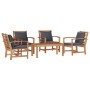 Conjunto de sofá de jardín 5 pcs Natural Madera de teca maciza