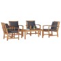 Conjunto de sofá de jardín 5 pcs Natural Madera de teca maciza