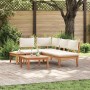 Conjunto de Bancos de Jardín con cojín 4 pcs Marrón y crema