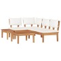 Conjunto de Bancos de Jardín con cojín 4 pcs Marrón y crema