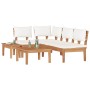 Conjunto de Bancos de Jardín con cojín 4 pcs Marrón y crema