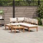 Conjunto de Bancos de Jardín con cojín 4 pcs Marrón y crema