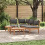 Conjunto de Bancos de Jardín con cojín 4 pcs Marrón y gris