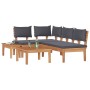 Conjunto de Bancos de Jardín con cojín 4 pcs Marrón y gris