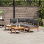 Conjunto de Bancos de Jardín con cojín 4 pcs Marrón y gris