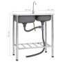 Doppelbecken-Campingspüle und Wasserhahn aus Edelstahl von vidaXL, Sinkt - Ref: Foro24-151211, Preis: 198,69 €, Rabatt: %
