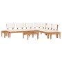Conjunto de Bancos de Jardín con cojín 4 pcs Marrón y crema