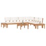 Conjunto de Bancos de Jardín con cojín 4 pcs Marrón y crema