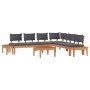 Conjunto de Bancos de Jardín con cojín 3 pcs Marrón y gris