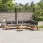Conjunto de Bancos de Jardín con cojín 3 pcs Marrón y gris
