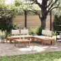 Conjunto de Bancos de Jardín con cojín 3 pcs Marrón y crema