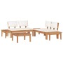 Conjunto de Bancos de Jardín con cojín 3 pcs Marrón y crema