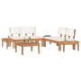 Conjunto de Bancos de Jardín con cojín 3 pcs Marrón y crema