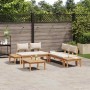 Conjunto de Bancos de Jardín con cojín 3 pcs Marrón y crema