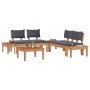 Conjunto de Bancos de Jardín con cojín 3 pcs Marrón y gris