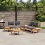 Conjunto de Bancos de Jardín con cojín 3 pcs Marrón y gris