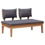 Conjunto de Bancos de Jardín con cojín 3 pcs Marrón y gris