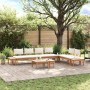 Conjunto de Bancos de Jardín con cojín 5 pcs Marrón y crema