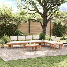 Conjunto de Bancos de Jardín con cojín 5 pcs Marrón y crema