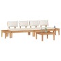 Conjunto de Bancos de Jardín con cojín 5 pcs Marrón y crema