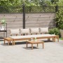 Conjunto de Bancos de Jardín con cojín 5 pcs Marrón y crema