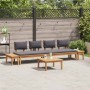 Conjunto de Bancos de Jardín con cojín 5 pcs Marrón y gris