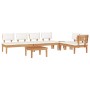 Conjunto de Bancos de Jardín con cojín 5 pcs Marrón y crema