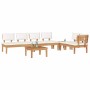 Conjunto de Bancos de Jardín con cojín 5 pcs Marrón y crema