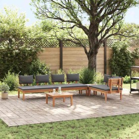 Conjunto de Bancos de Jardín con cojín 5 pcs Marrón y gris