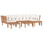 Conjunto de Bancos de Jardín con cojín 4 pcs Marrón y crema