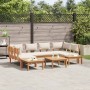Conjunto de Bancos de Jardín con cojín 4 pcs Marrón y crema