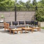 Conjunto de Bancos de Jardín con cojín 4 pcs Marrón y gris