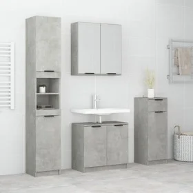4-teiliges Badezimmermöbelset aus betongrauem Sperrholz von vidaXL, Badezimmermöbel - Ref: Foro24-3115887, Preis: 272,15 €, R...
