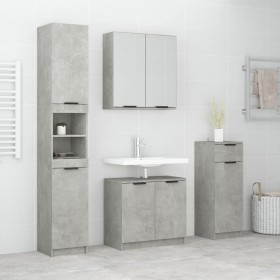 4-teiliges Badezimmermöbelset aus betongrauem Sperrholz von vidaXL, Badezimmermöbel - Ref: Foro24-3115887, Preis: 276,69 €, R...