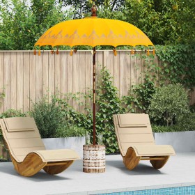 Parasol Balinés Amarillo 180-190 cm Algodón, madera maciza